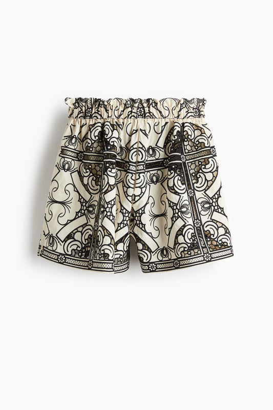 Embroidered paper bag shorts