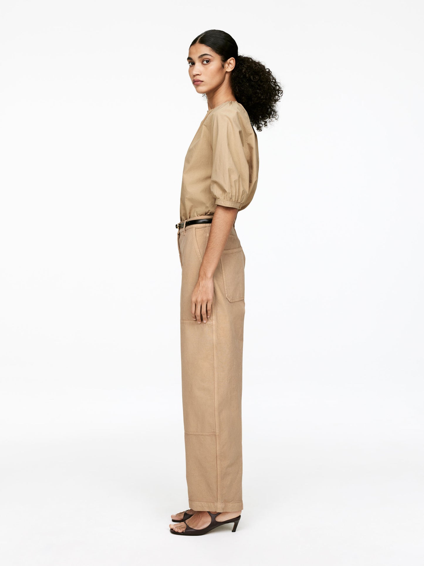 Barrel-Leg Cotton Trousers