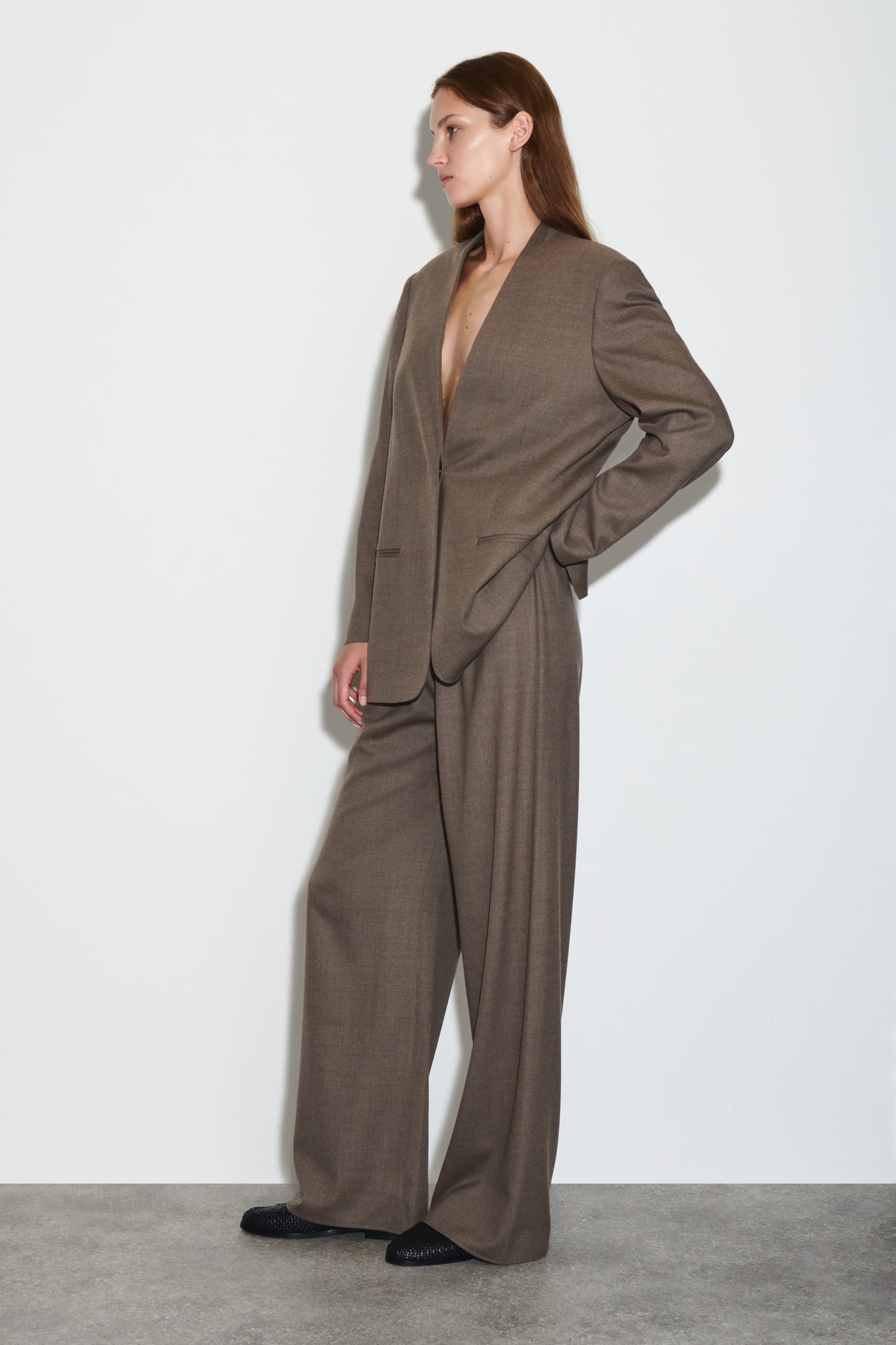 Wool-Blend Wide-Leg Trousers