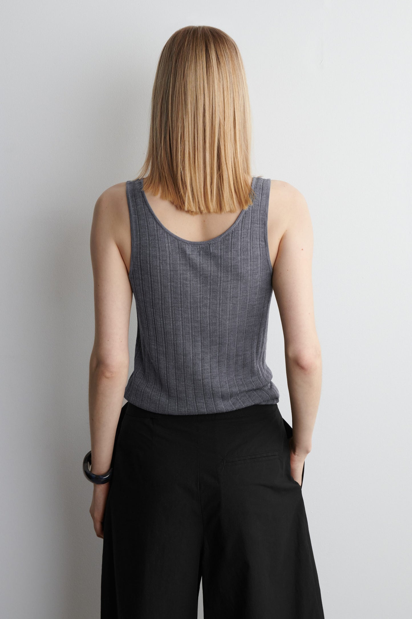 Ribbed-Knit Silk Tank Top