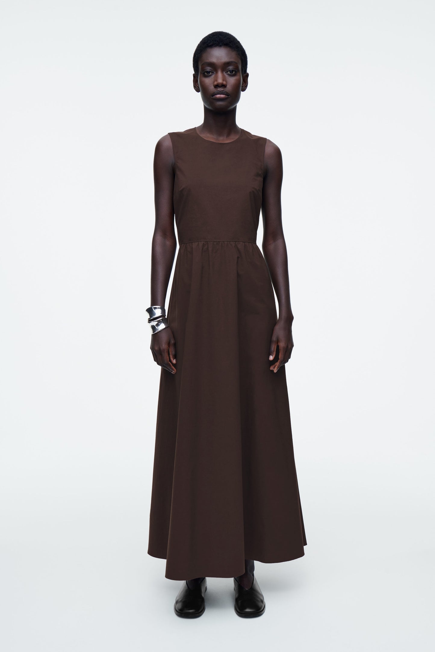 Open-back cotton midi dress