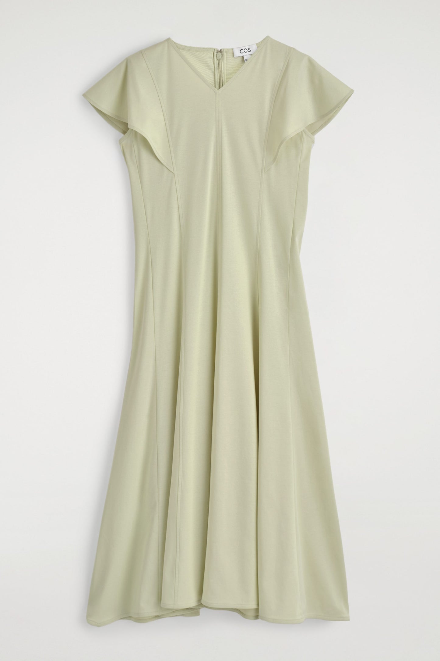 Petal-Sleeve Cotton Midi Dress