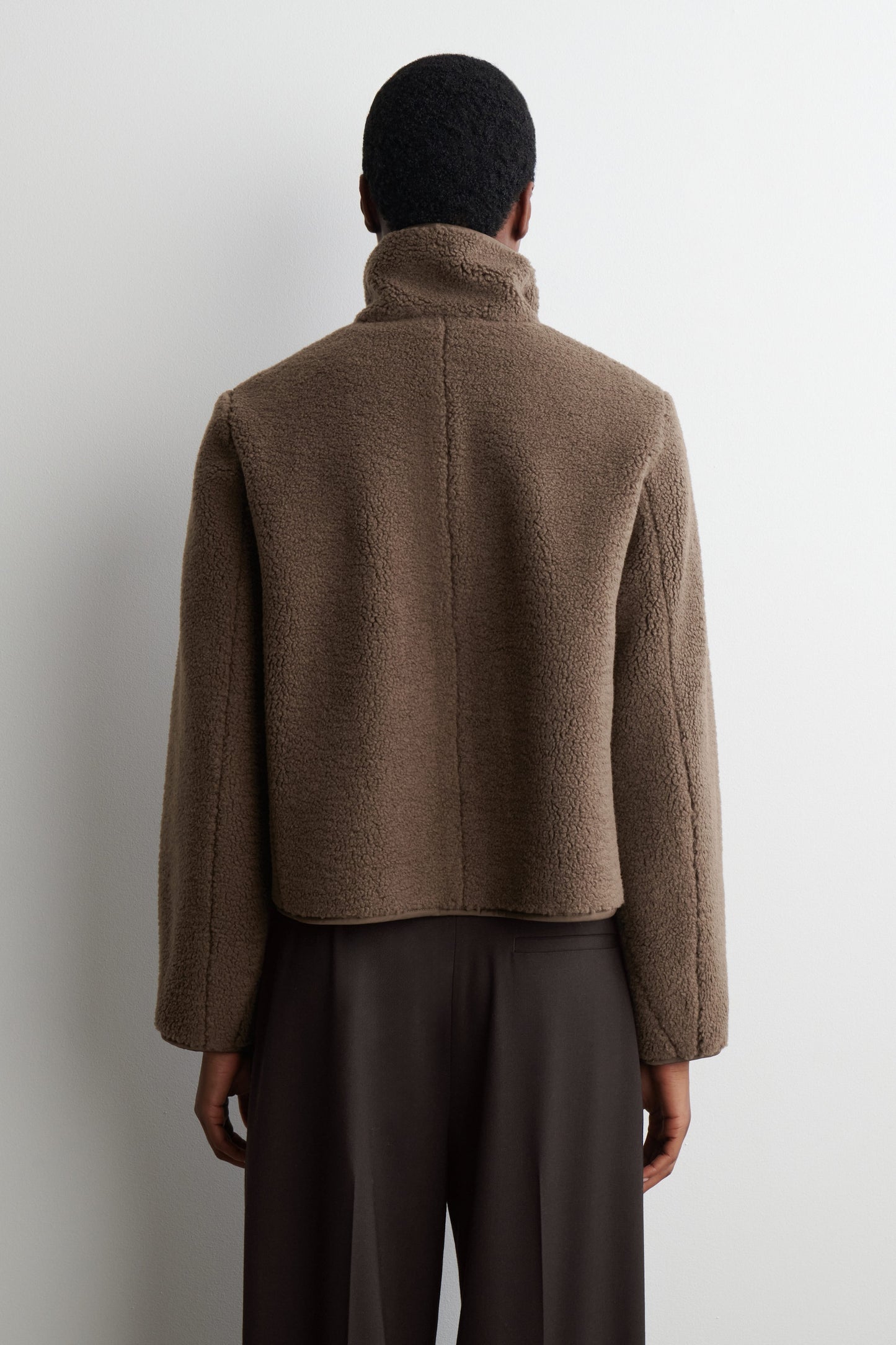 Funnel-Neck Teddy Jacket