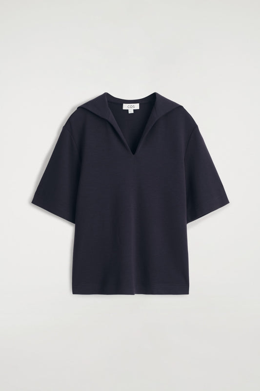 Sailor-Collar Jersey T-Shirt