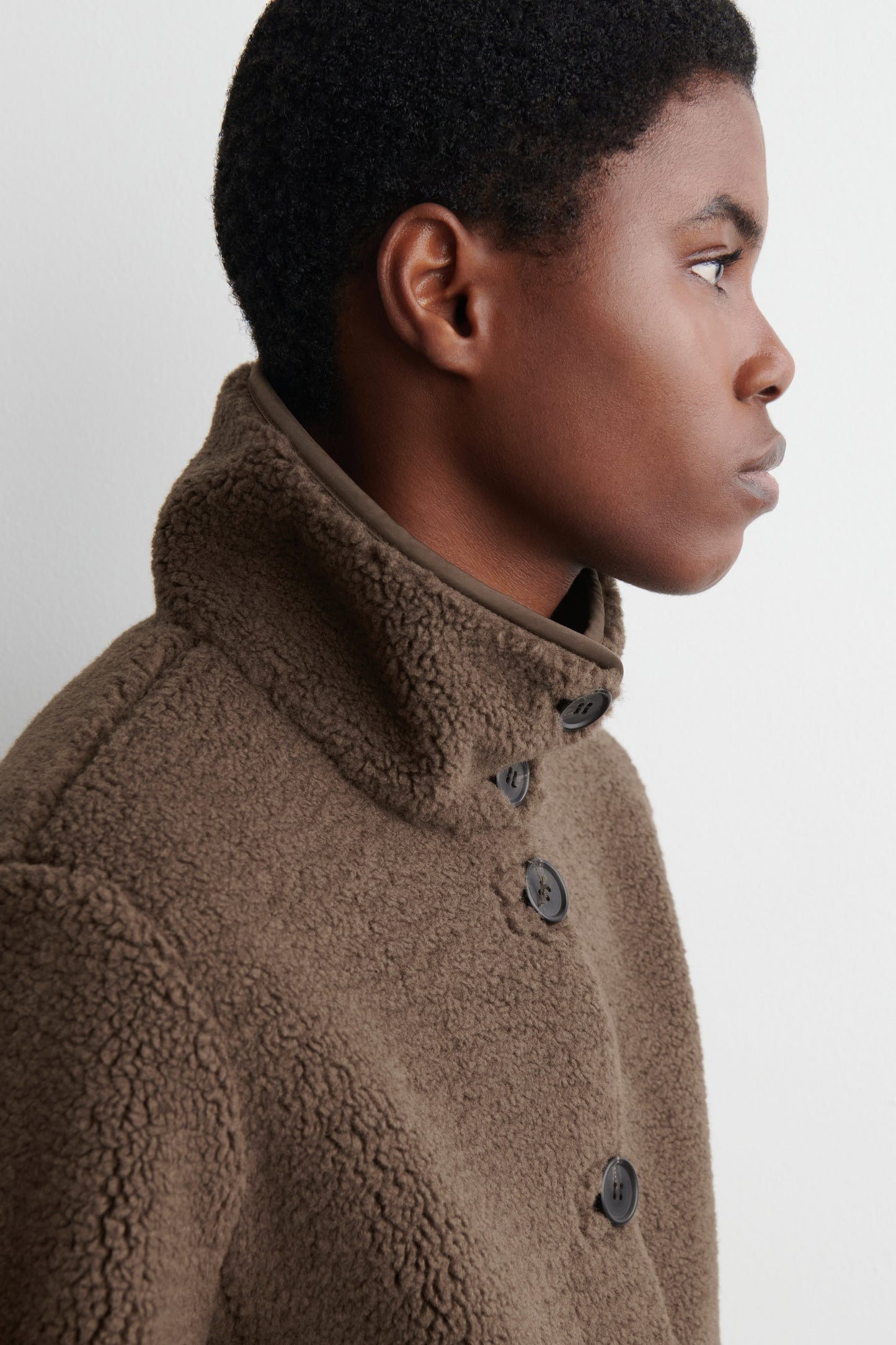 Funnel-Neck Teddy Jacket