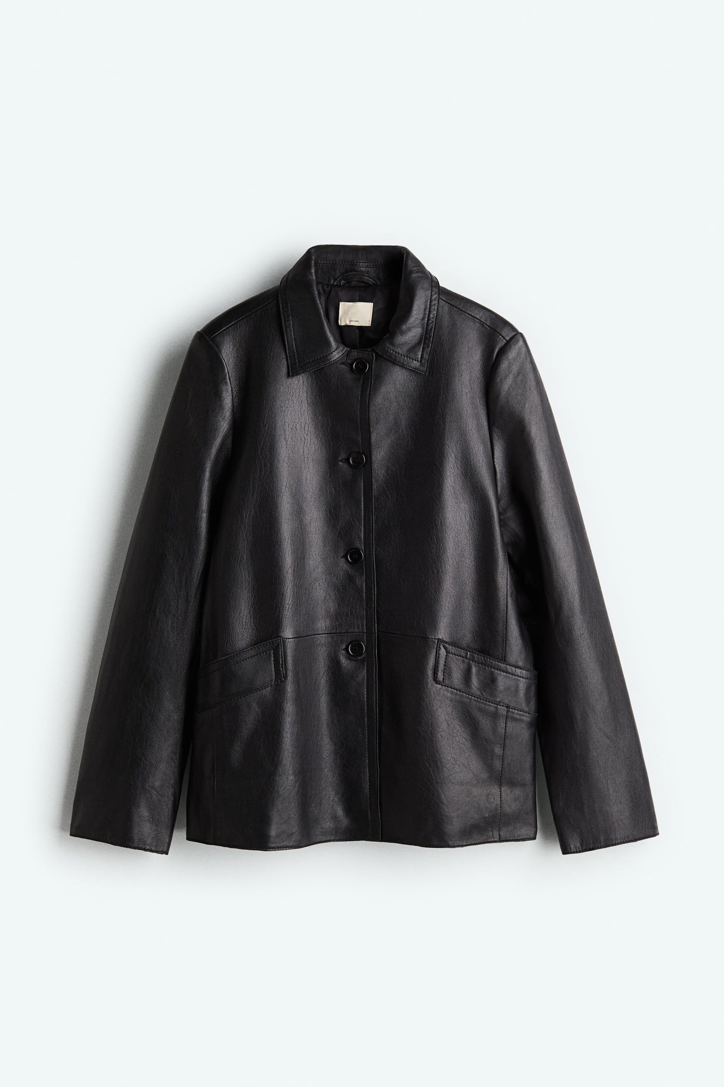 Collared leather jacket