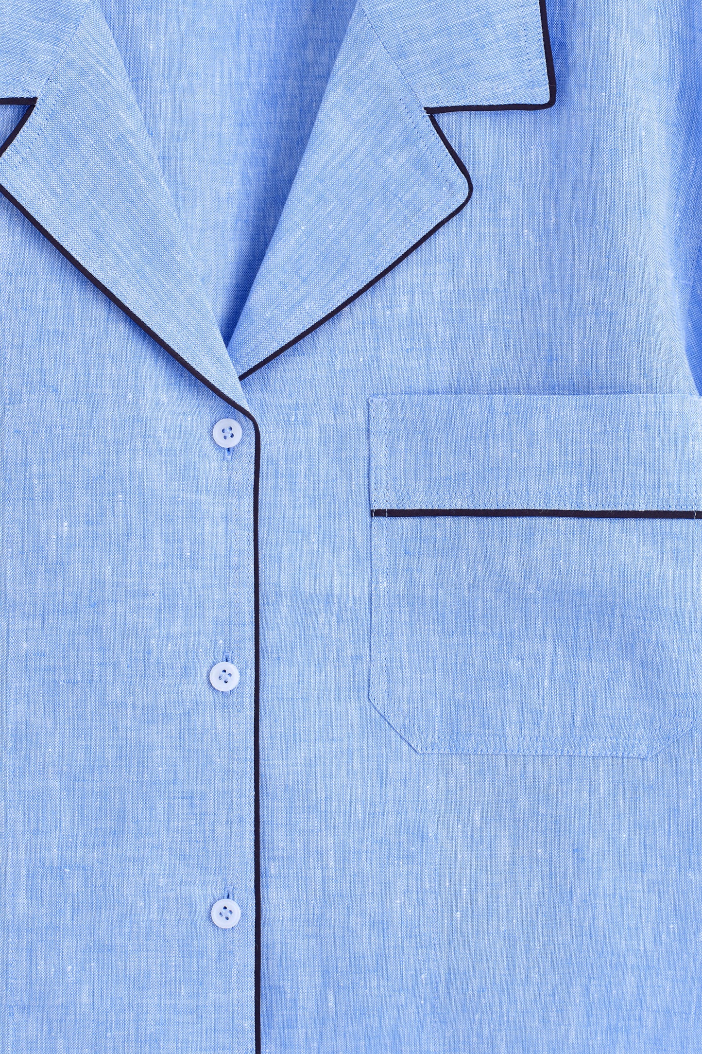 Contrast-piped linen resort shirt