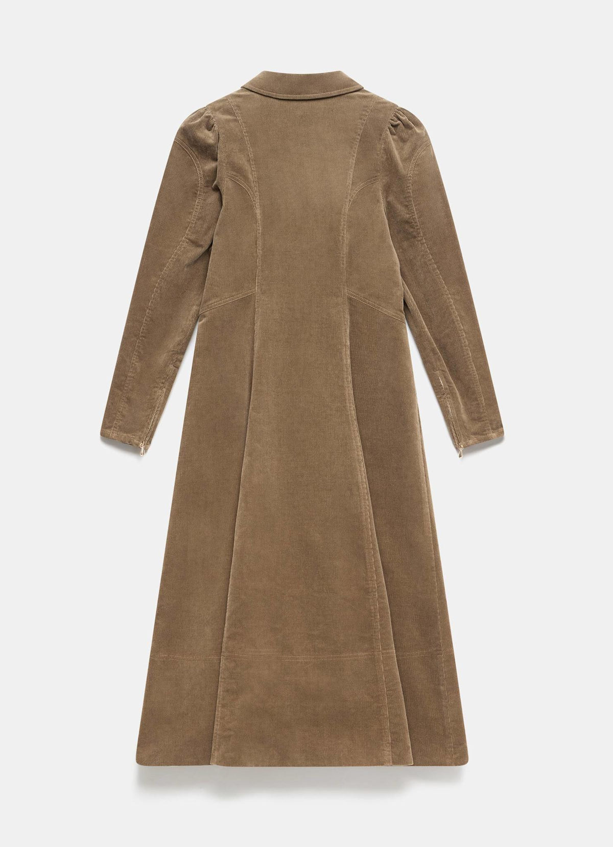 Brown Corduroy Midi Dress