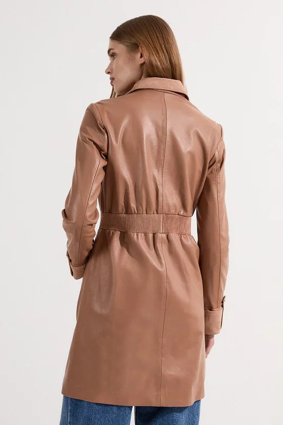 Suede & Leather Button Through Mini Dress