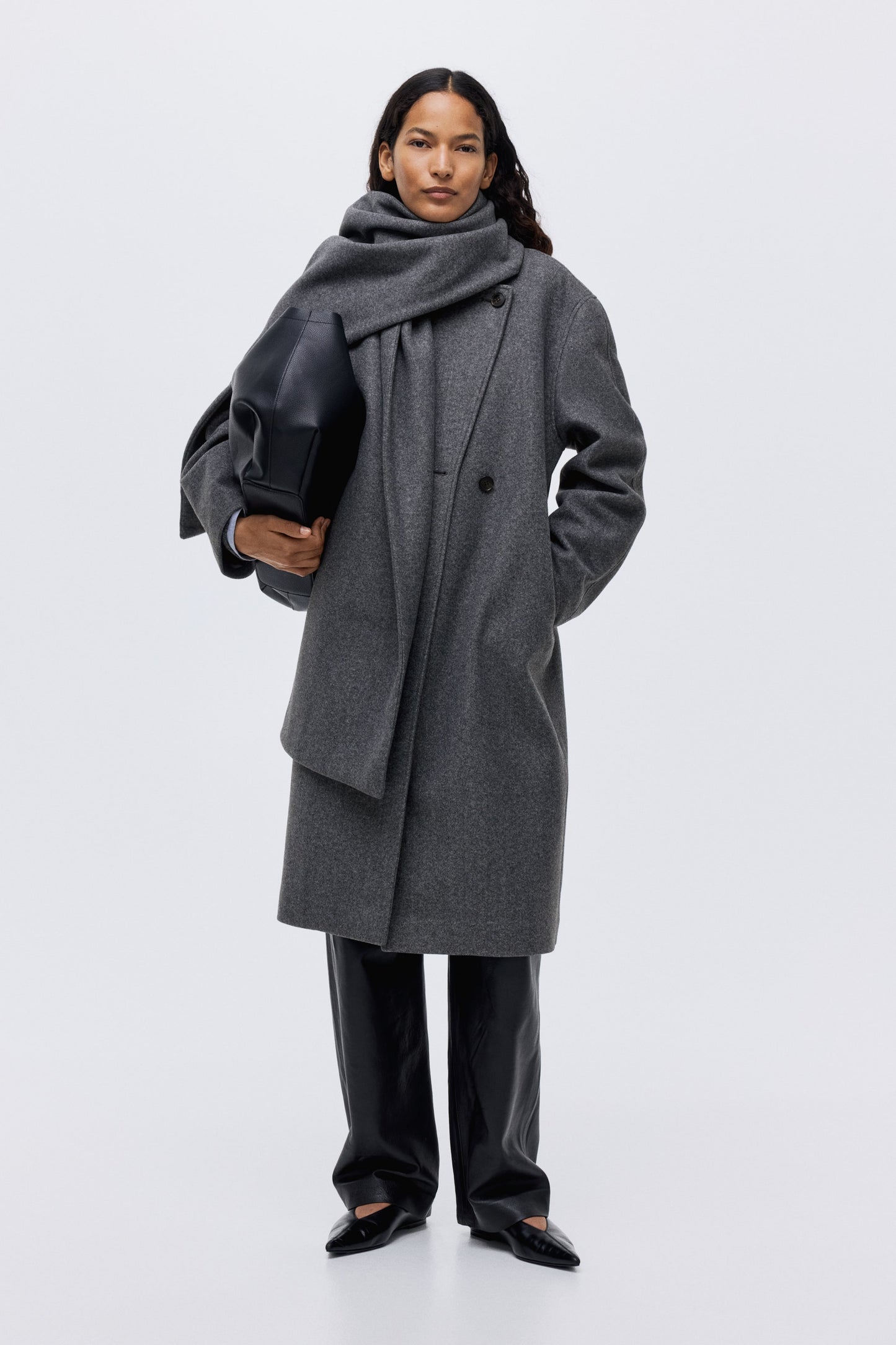 Scarf-detail coat