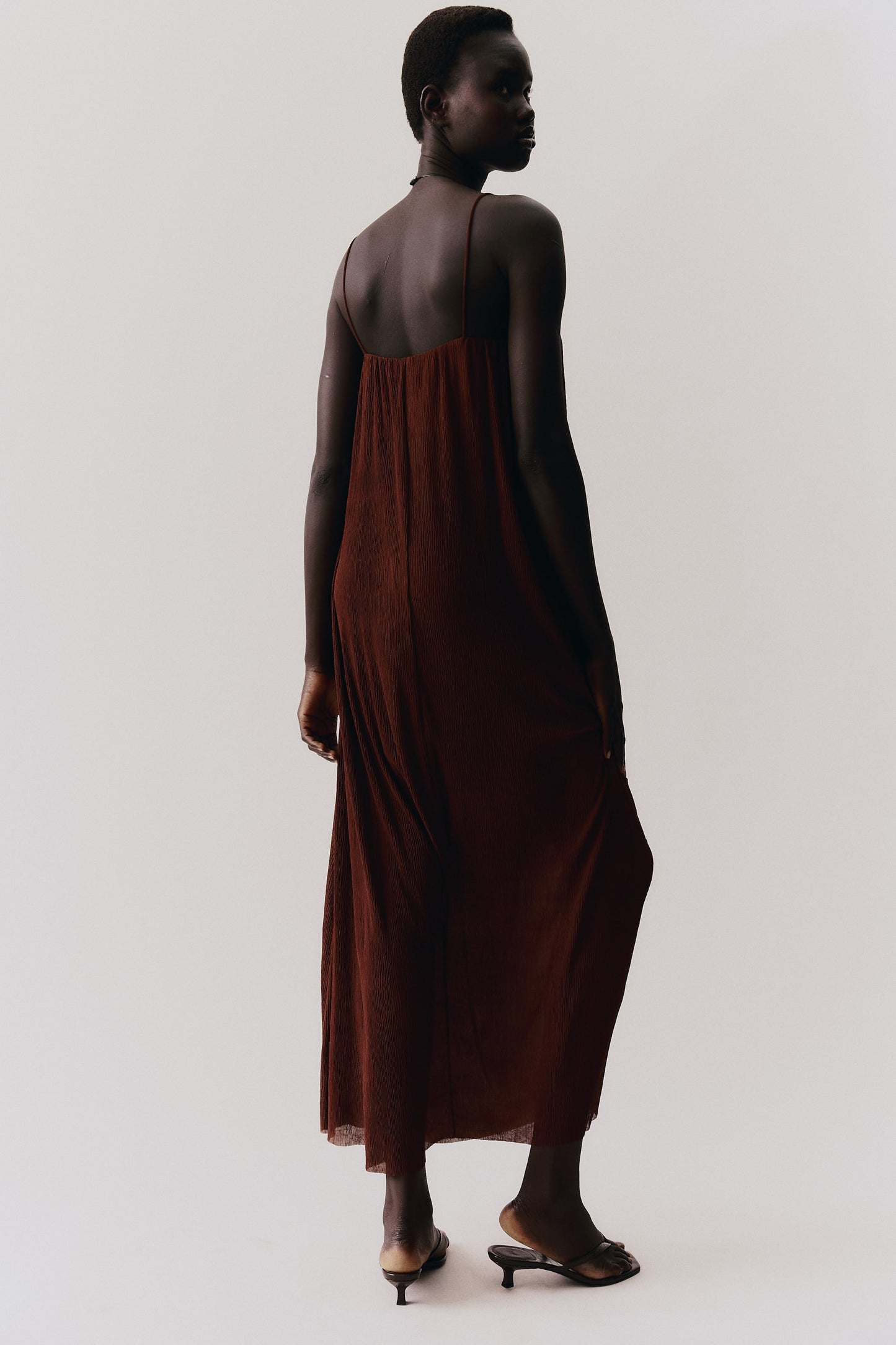 Plissé strappy dress