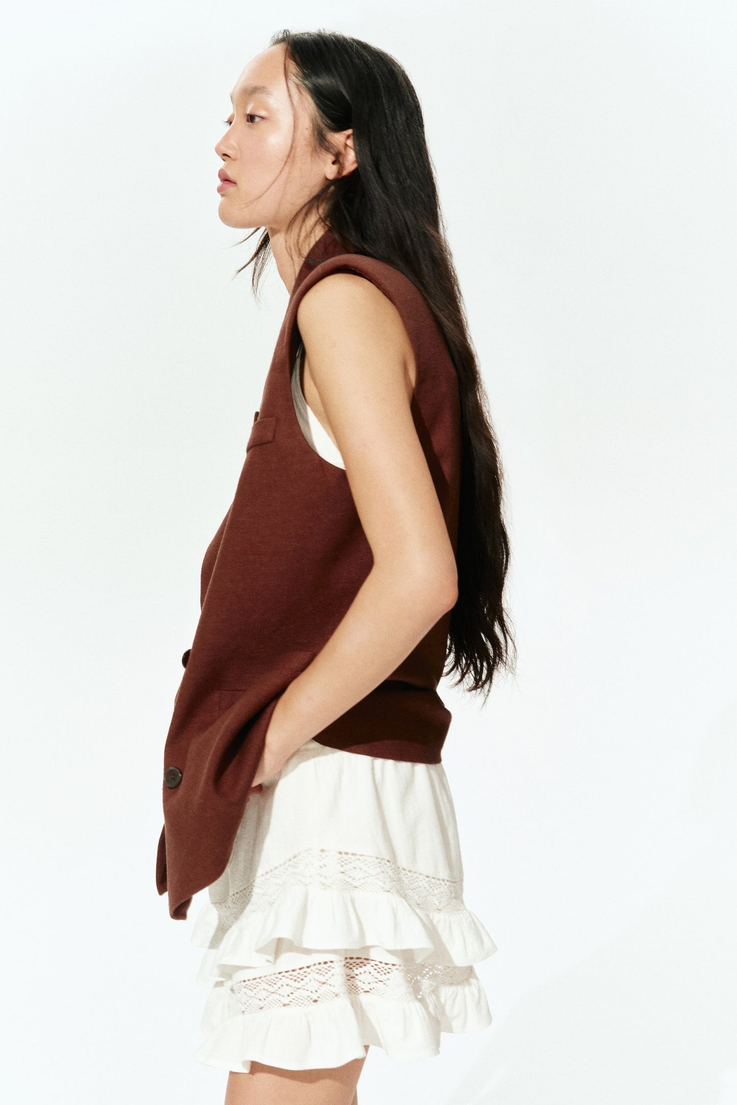 Linen-blend waistcoat