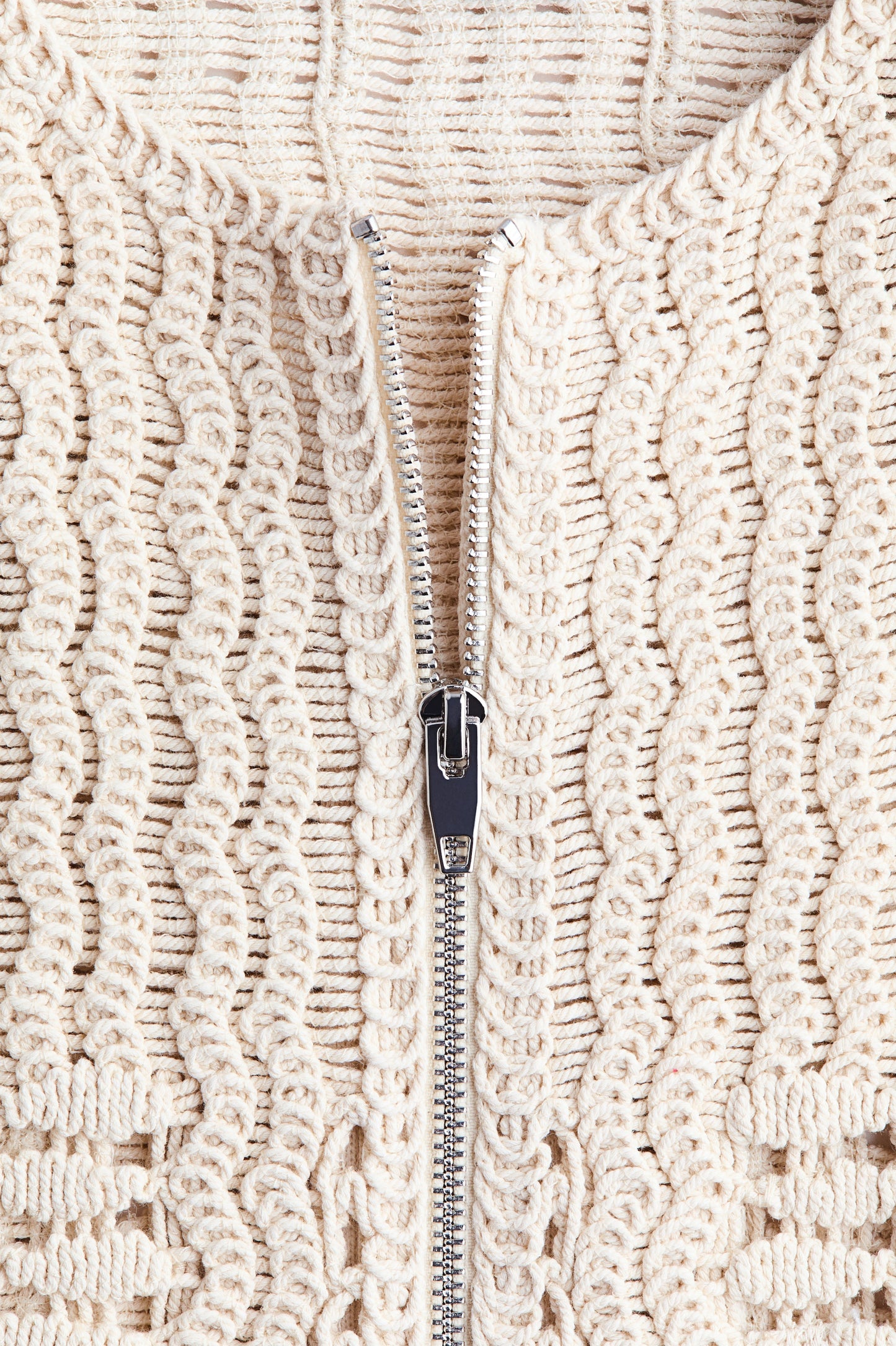 Crochet-look cotton jacket