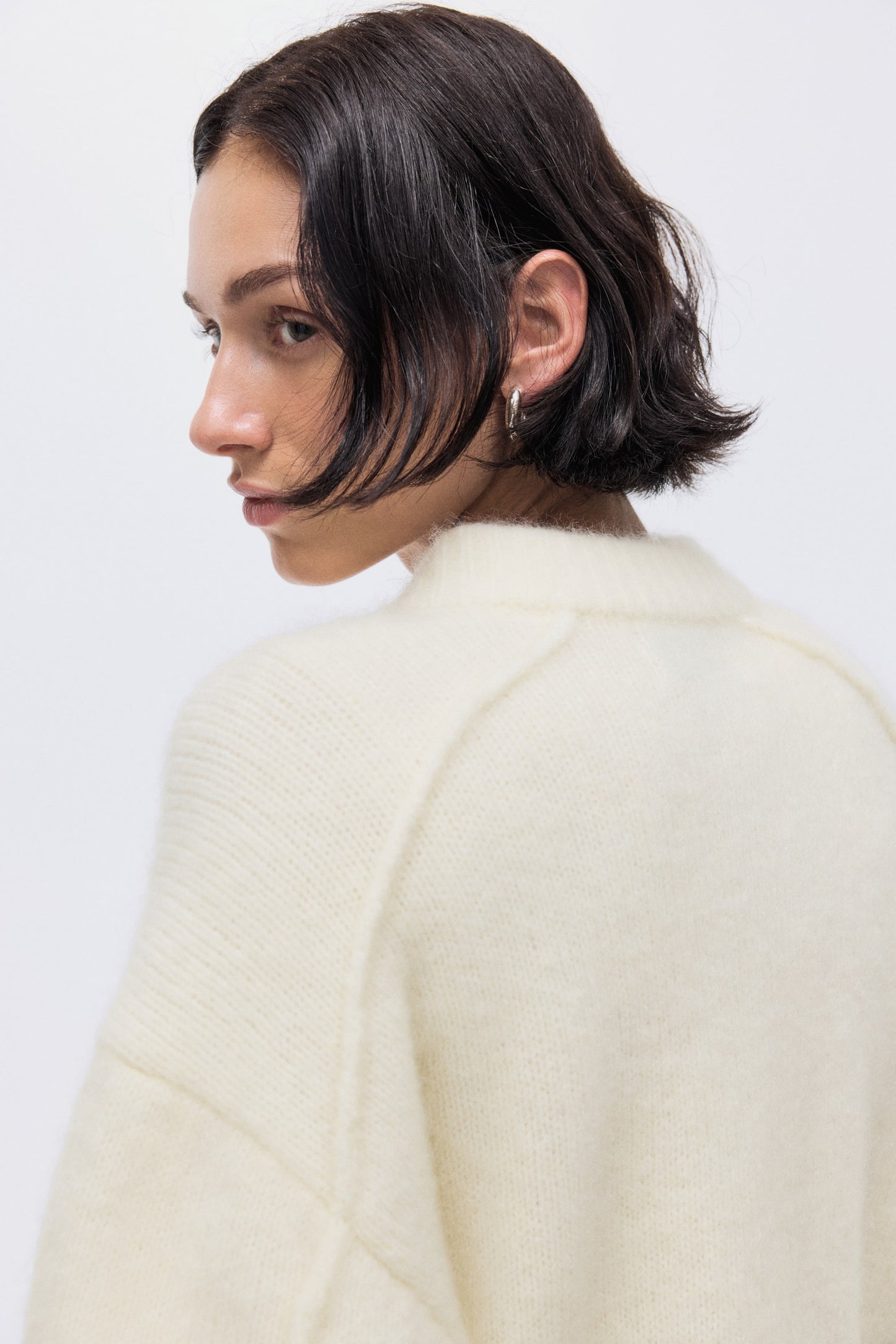 Mohair-blend zip-through cardigan