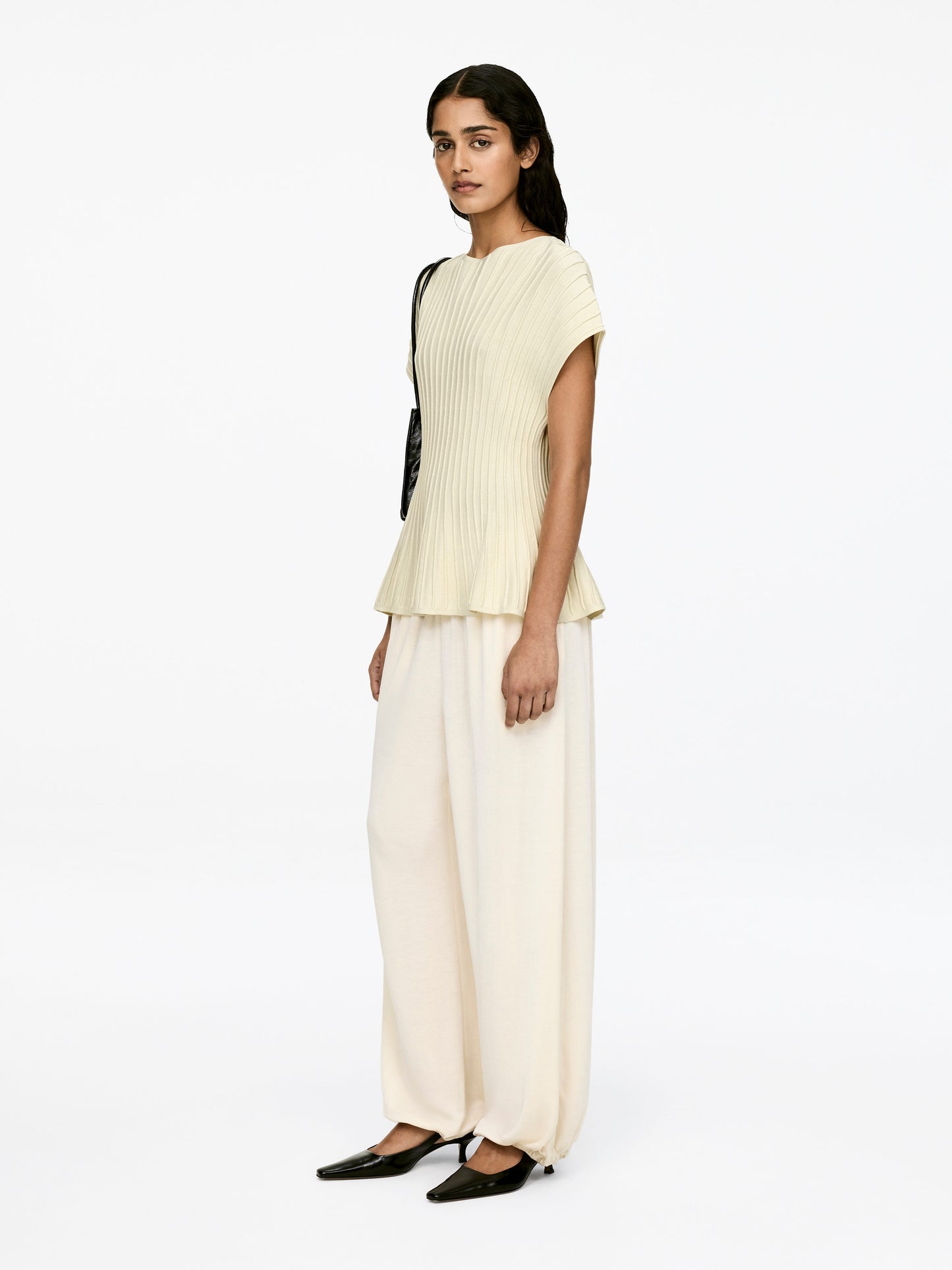 Fine-Knit Peplum Top