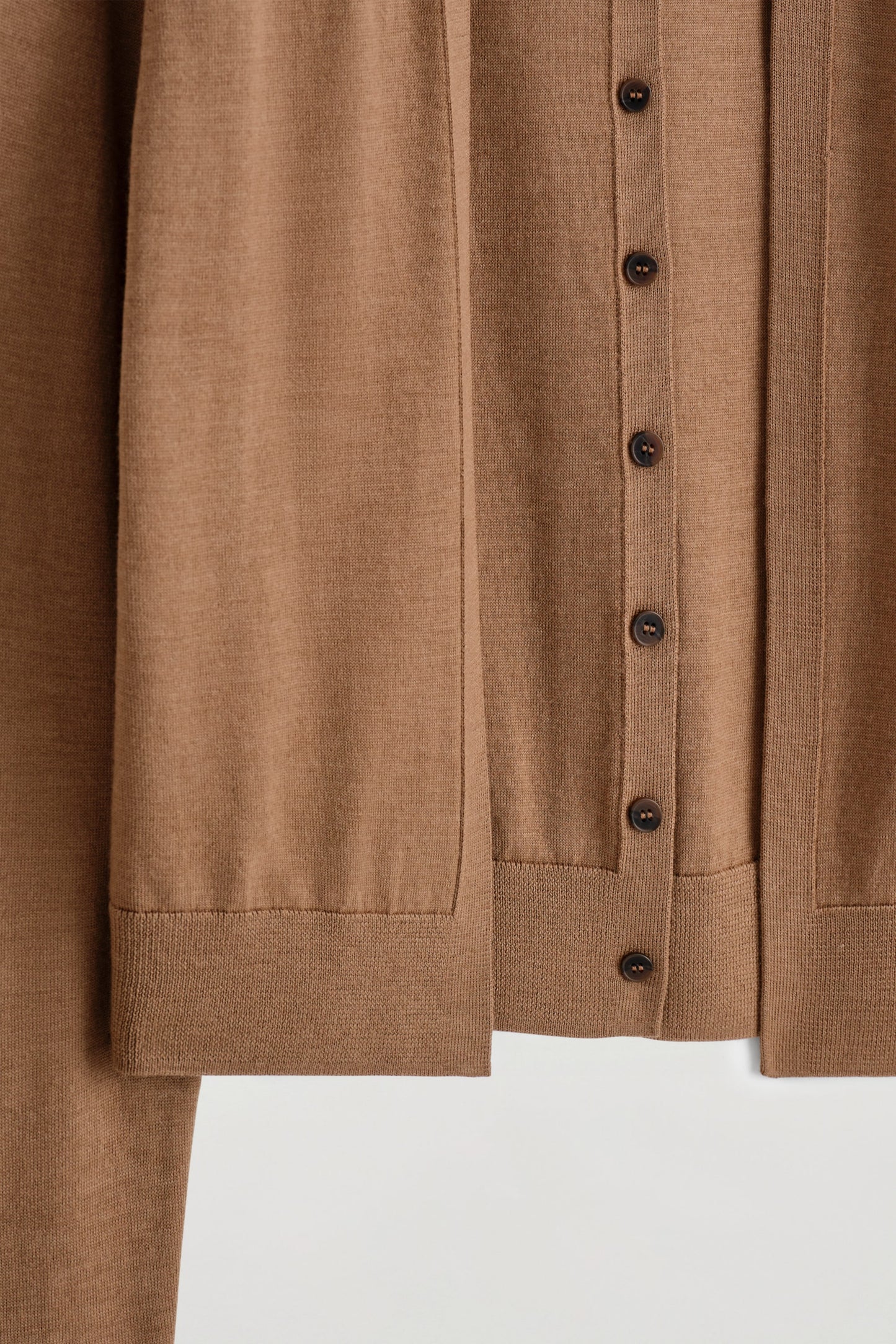 Layered merino wool high-neck cardigan