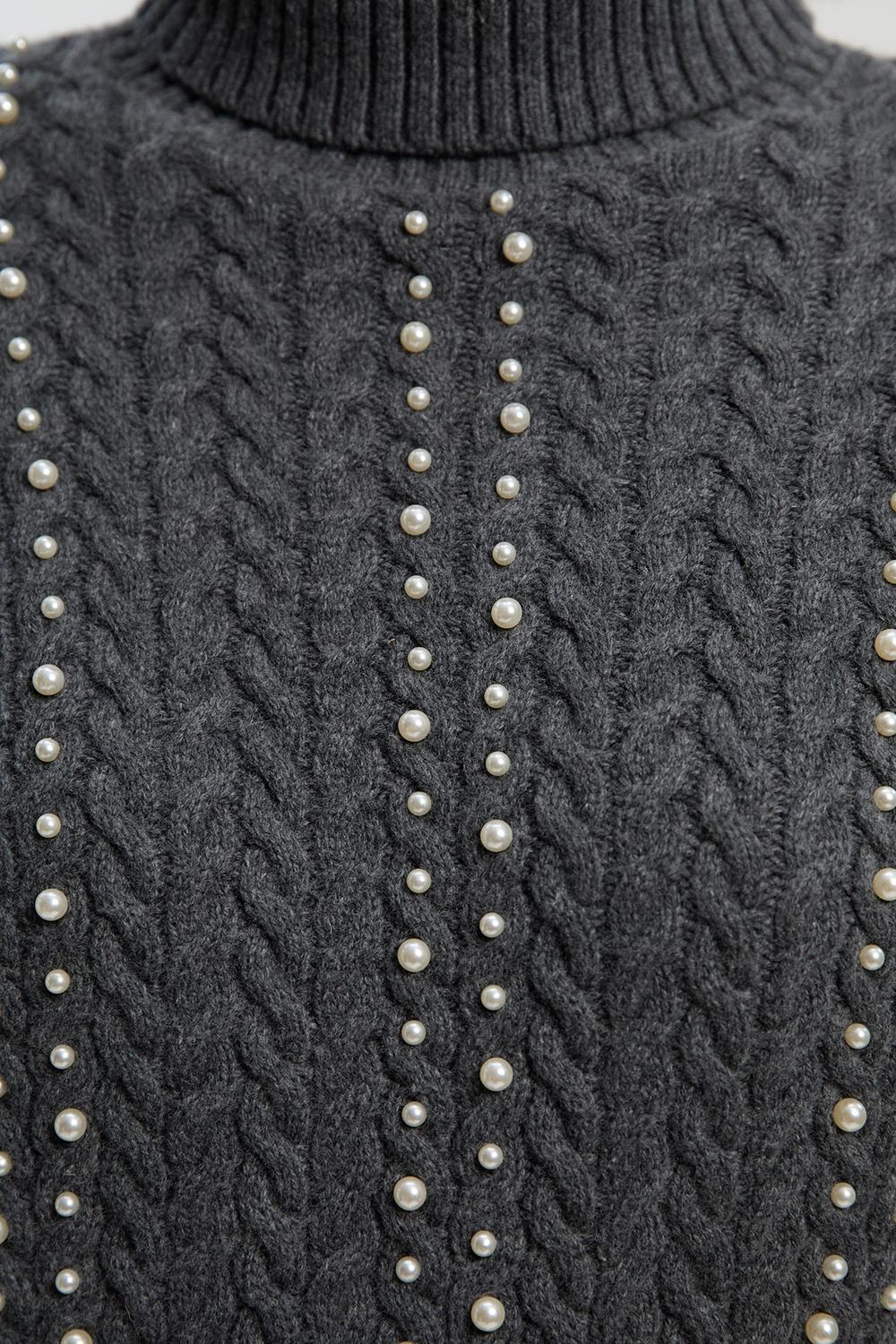 Pearl Embellished Cable Knit Jumper