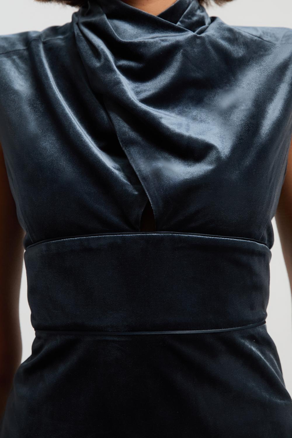 Velvet Wrap Detail Woven Top