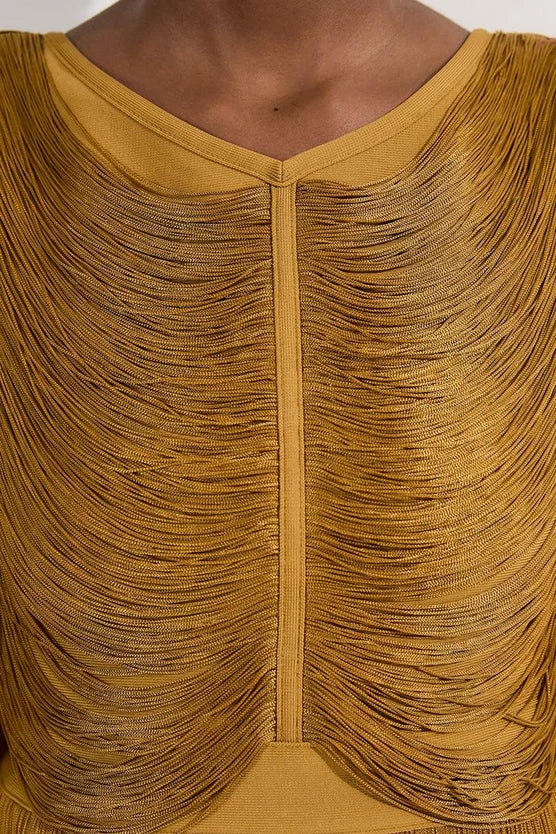 Draped Fringe Knitted Top