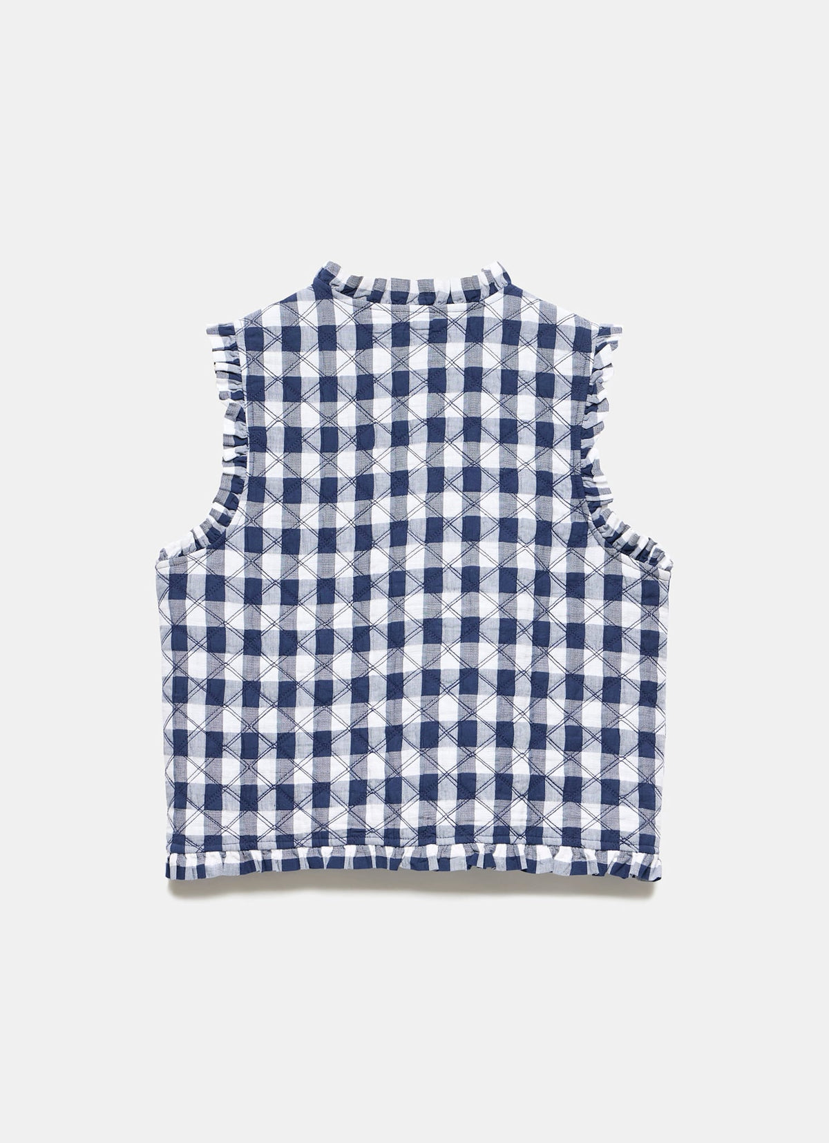 Blue Gingham Quilted Gilet