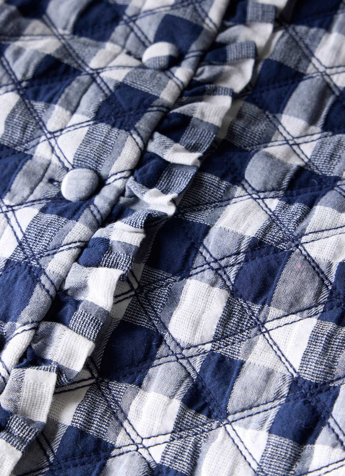 Blue Gingham Quilted Gilet
