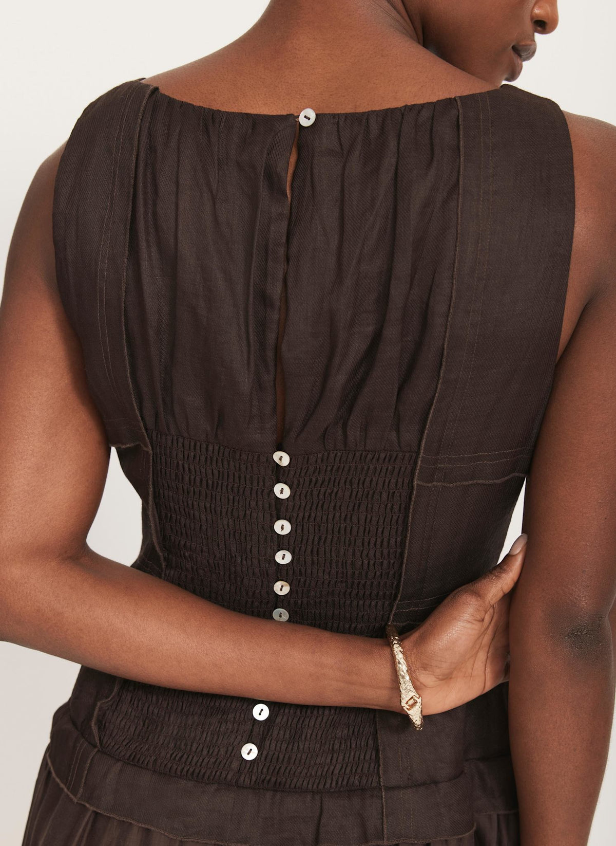 Brown Drop Waist Midi Dress