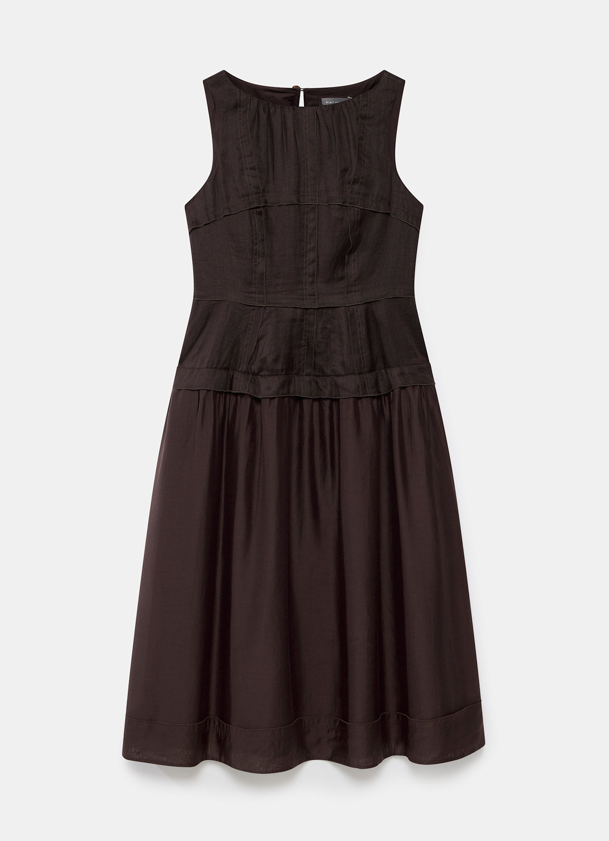 Brown Drop Waist Midi Dress