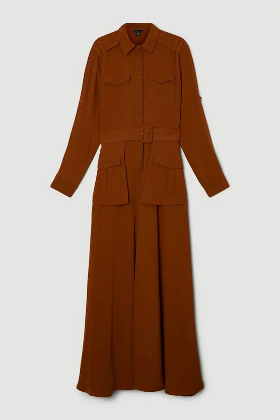 Lydia Millen Soft Tailored Belted Maxi Shirt Dress