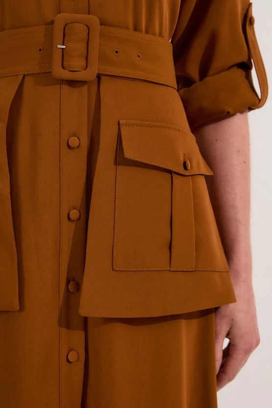 Lydia Millen Soft Tailored Belted Maxi Shirt Dress