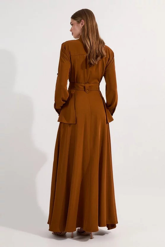 Lydia Millen Soft Tailored Belted Maxi Shirt Dress
