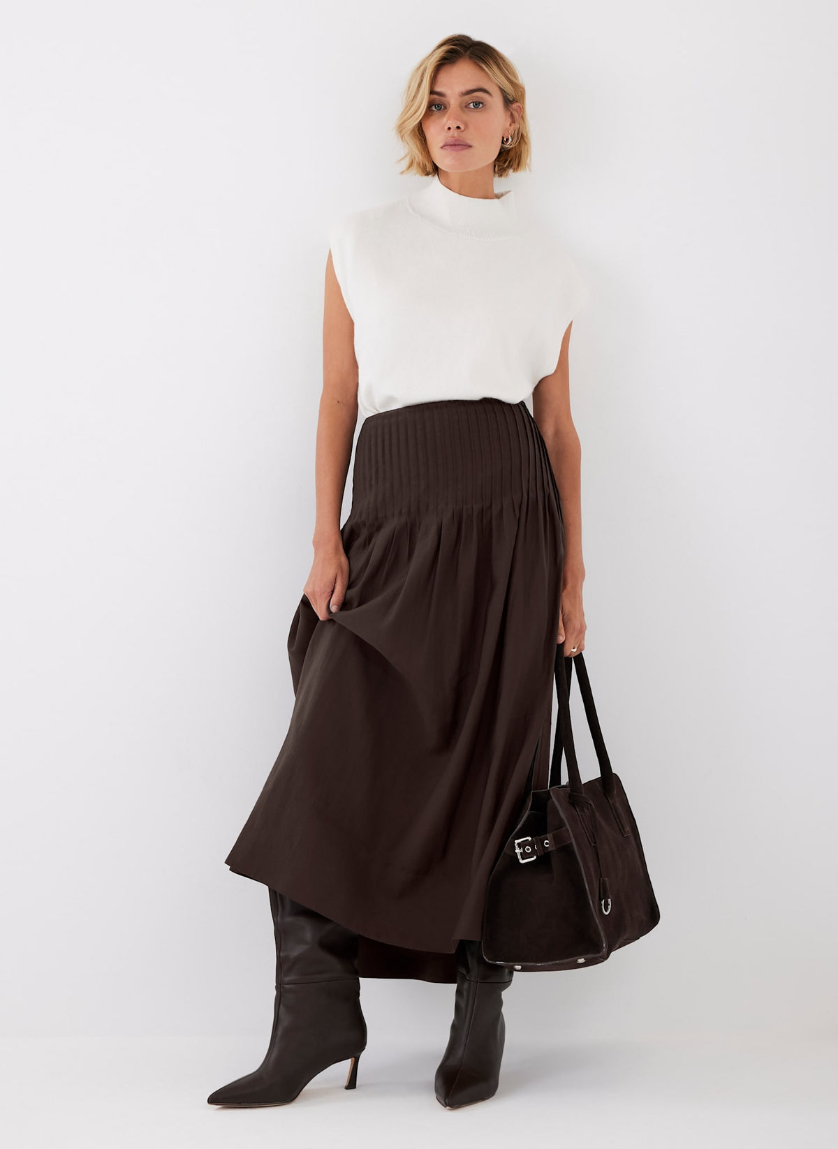 Brown Full Maxi Skirt