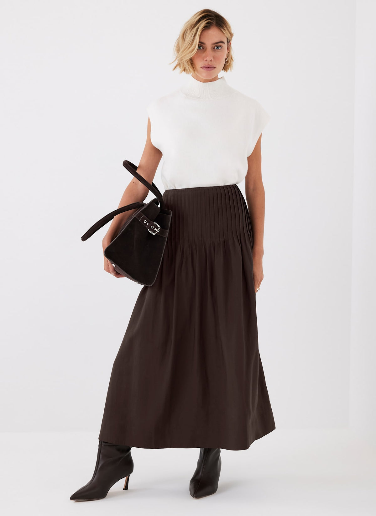 Brown Full Maxi Skirt