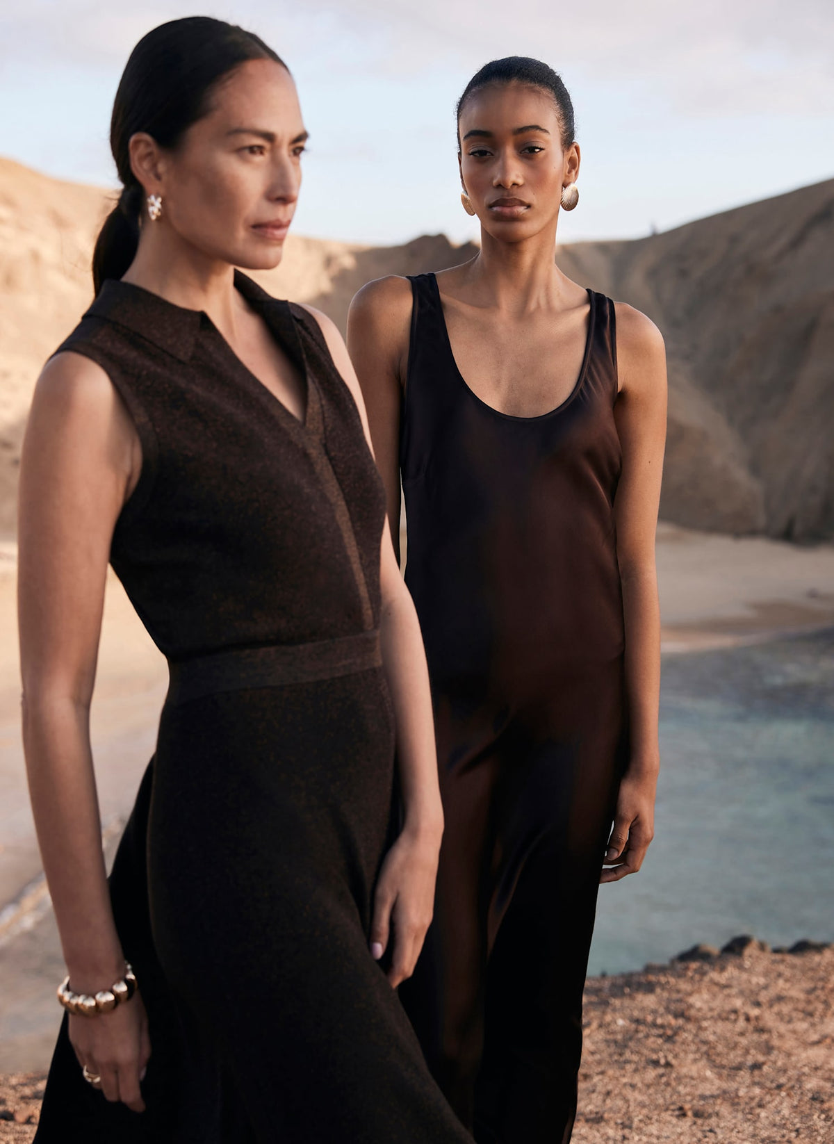 Brown Satin Slip Dress