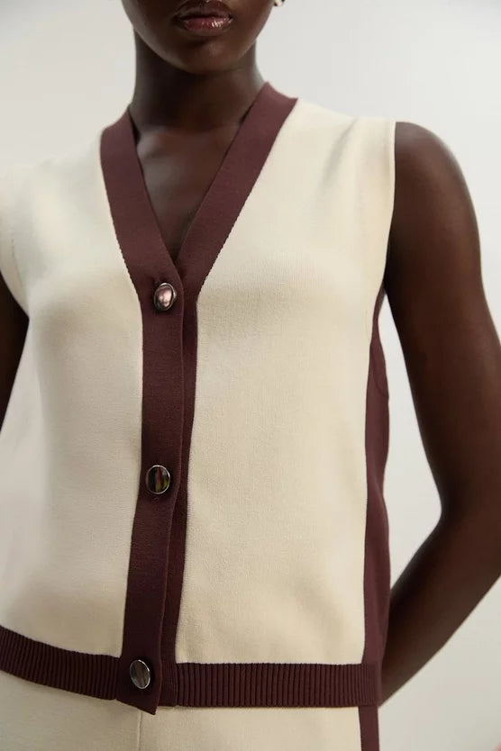 Colour Block Knitted Waistcoat