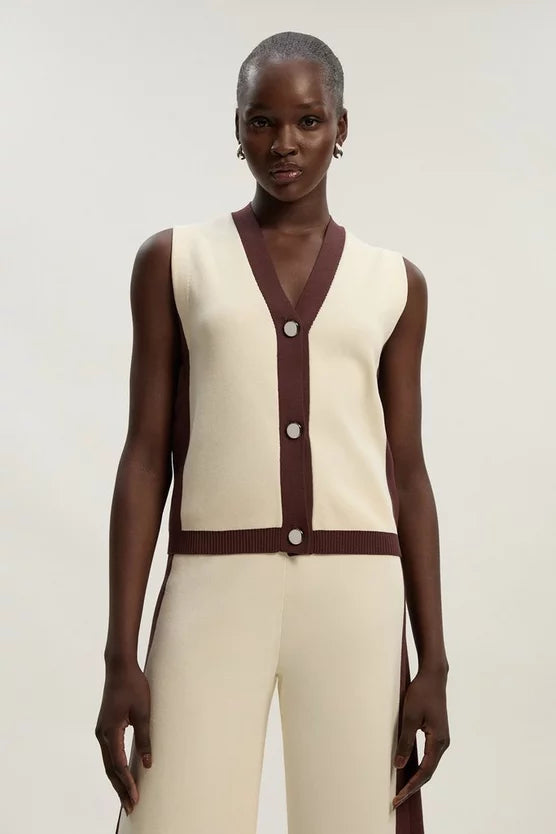Colour Block Knitted Waistcoat