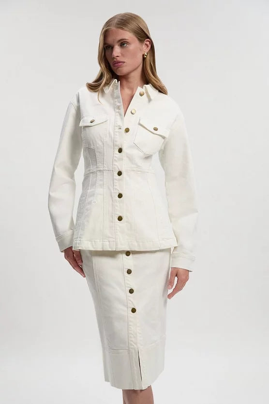 Denim Corset Waist Detail Jacket