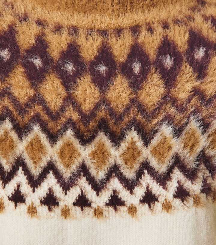 Cream Fluffy Fairisle Pattern Jumper