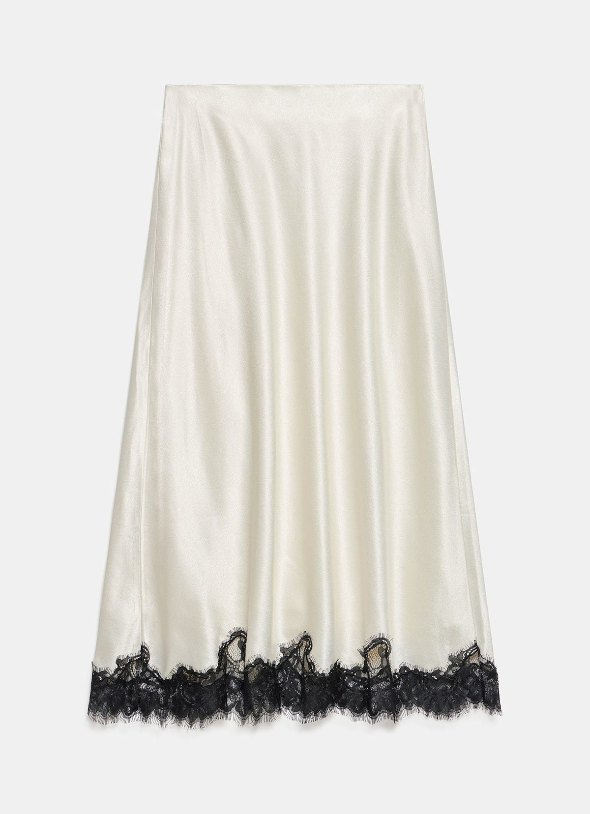Cream Lace Satin Slip Skirt