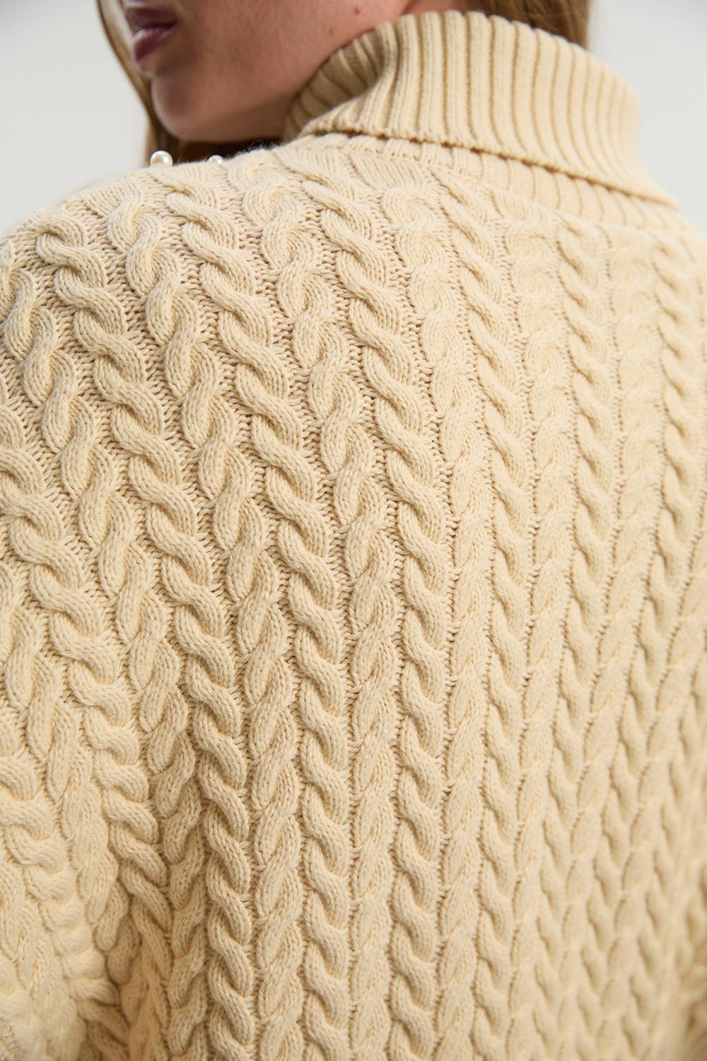 Pearl Embellished Cable Knit Jumper