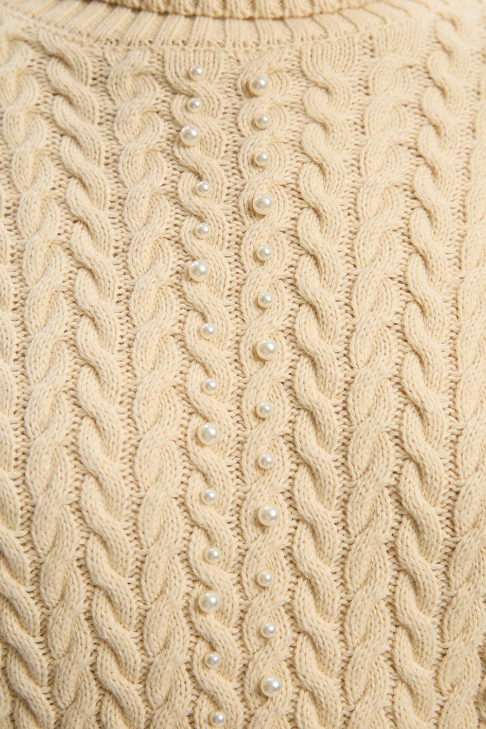 Pearl Embellished Cable Knit Jumper