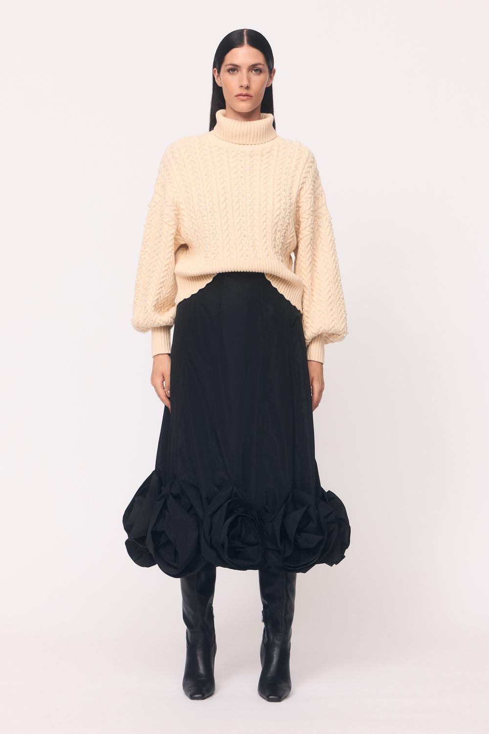 Pearl Embellished Cable Knit Jumper