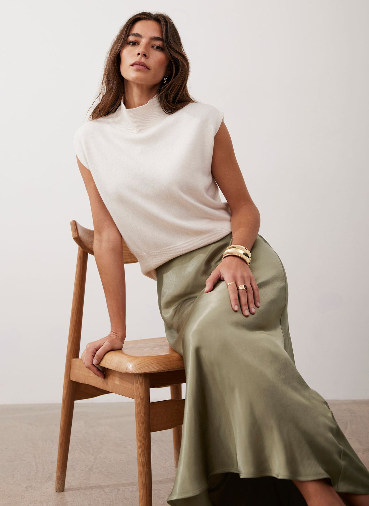Cream Sleeveless Knit Top