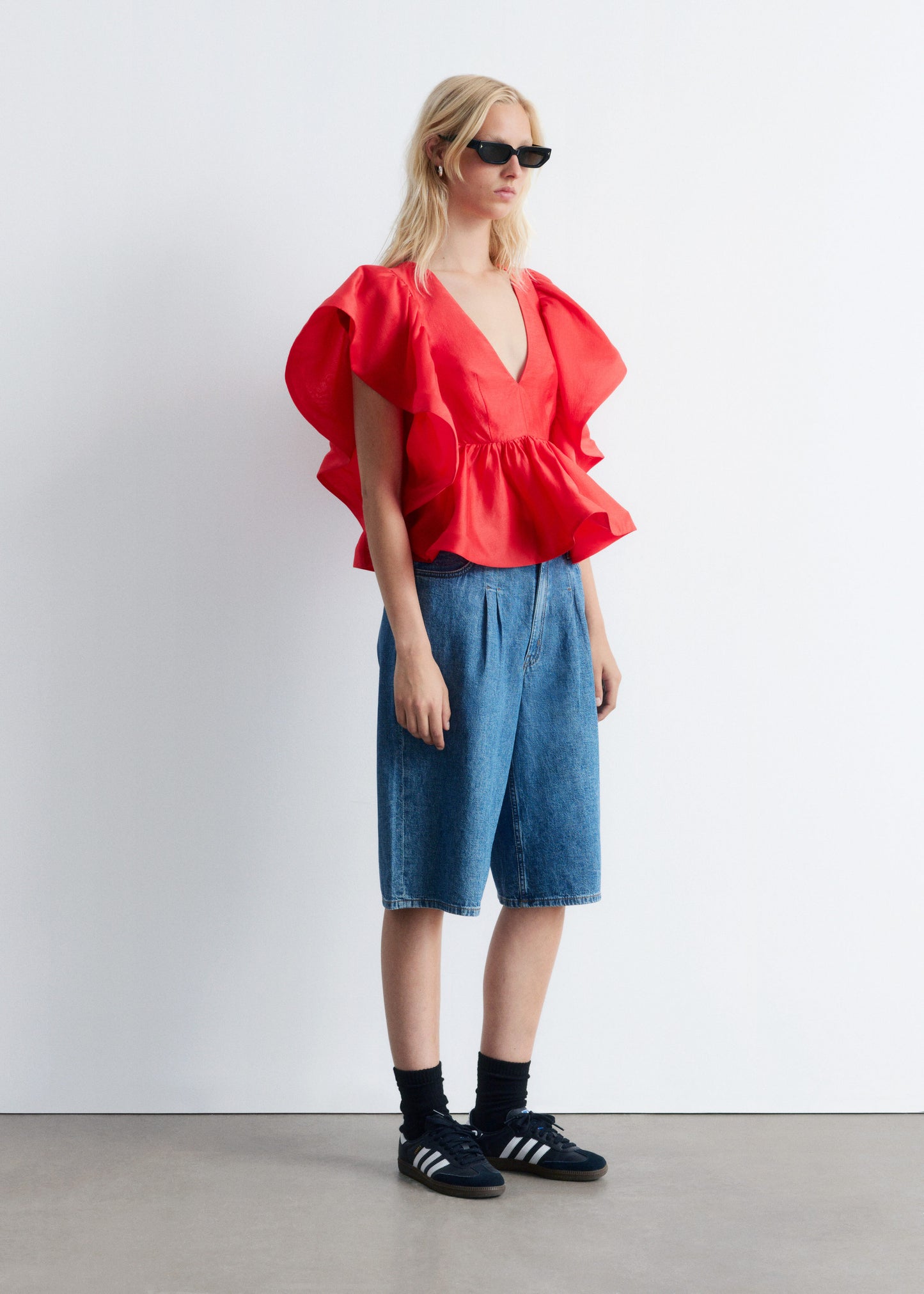 Ruffle V-Neck Blouse