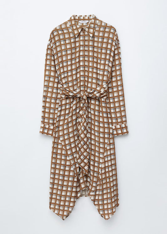 Tie-Detail Midi Shirt Dress