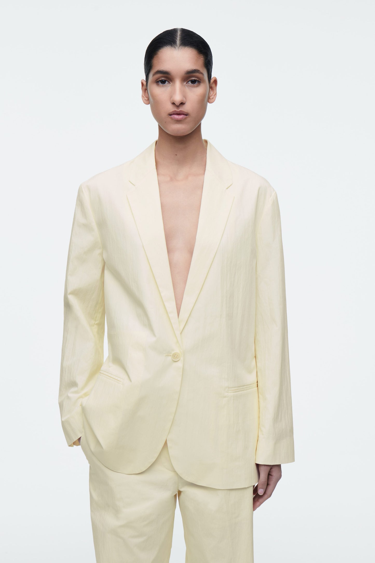 Tie-waist cotton blazer