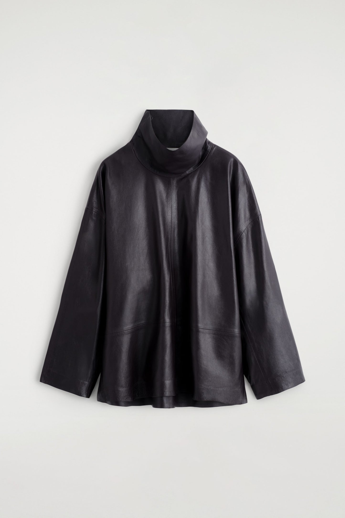 Leather Funnel-Neck Top