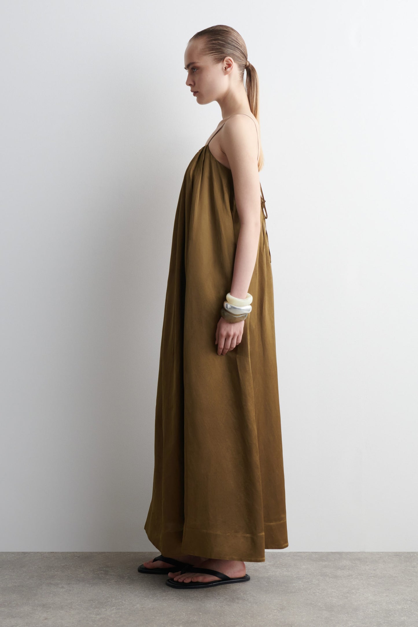 Pleated Fluid Maxi Dress