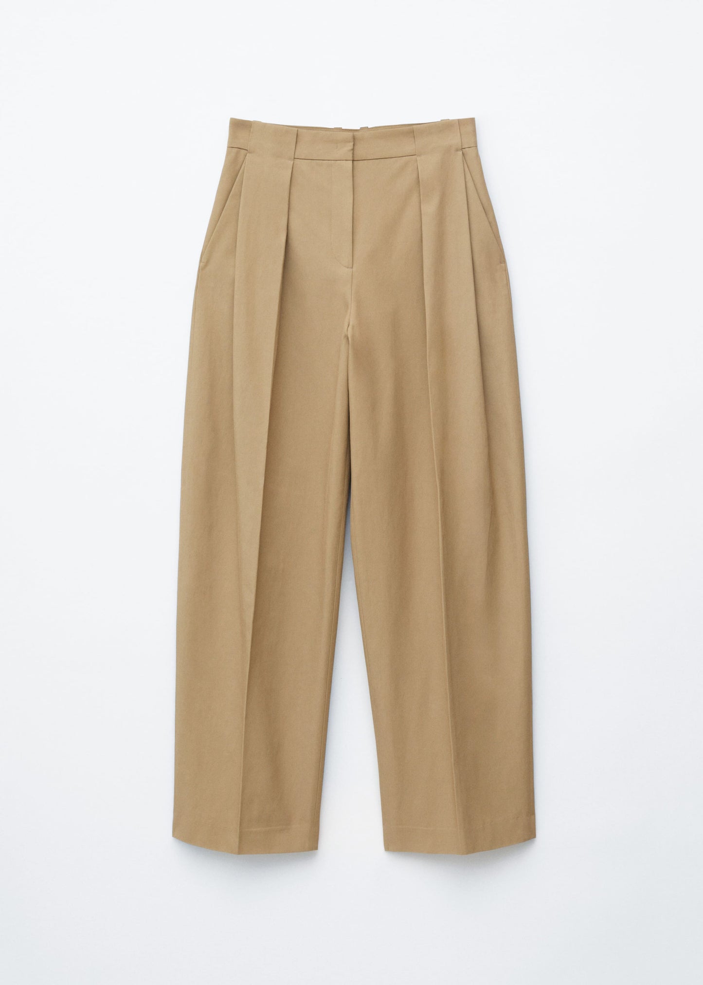 Pleated Barrel-Leg Trousers