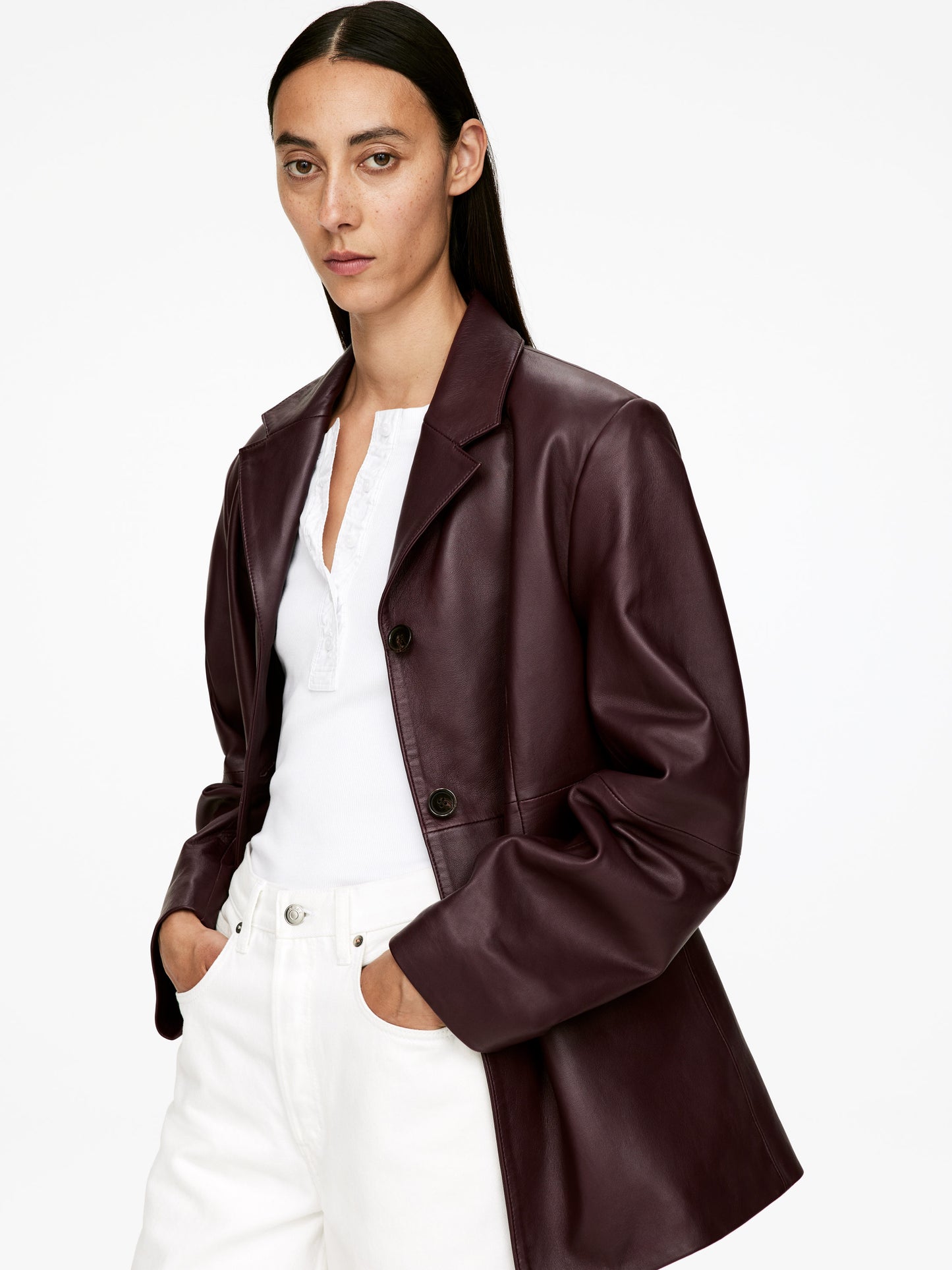 Single-Breasted Leather Jacket