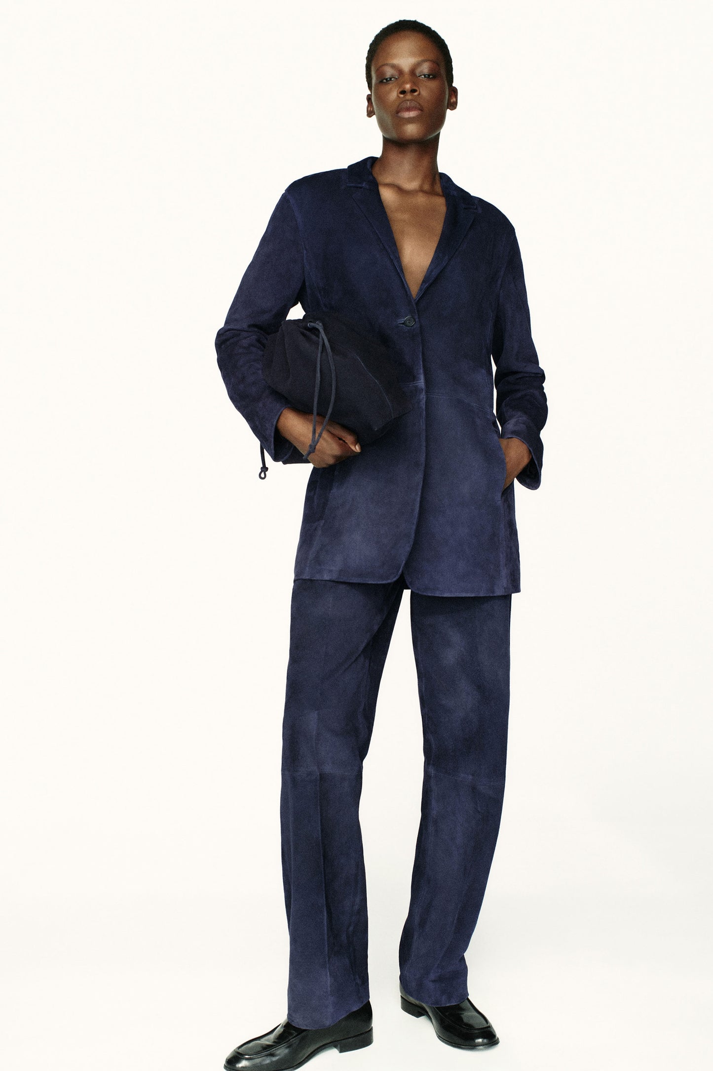 Suede Single-Breasted Blazer